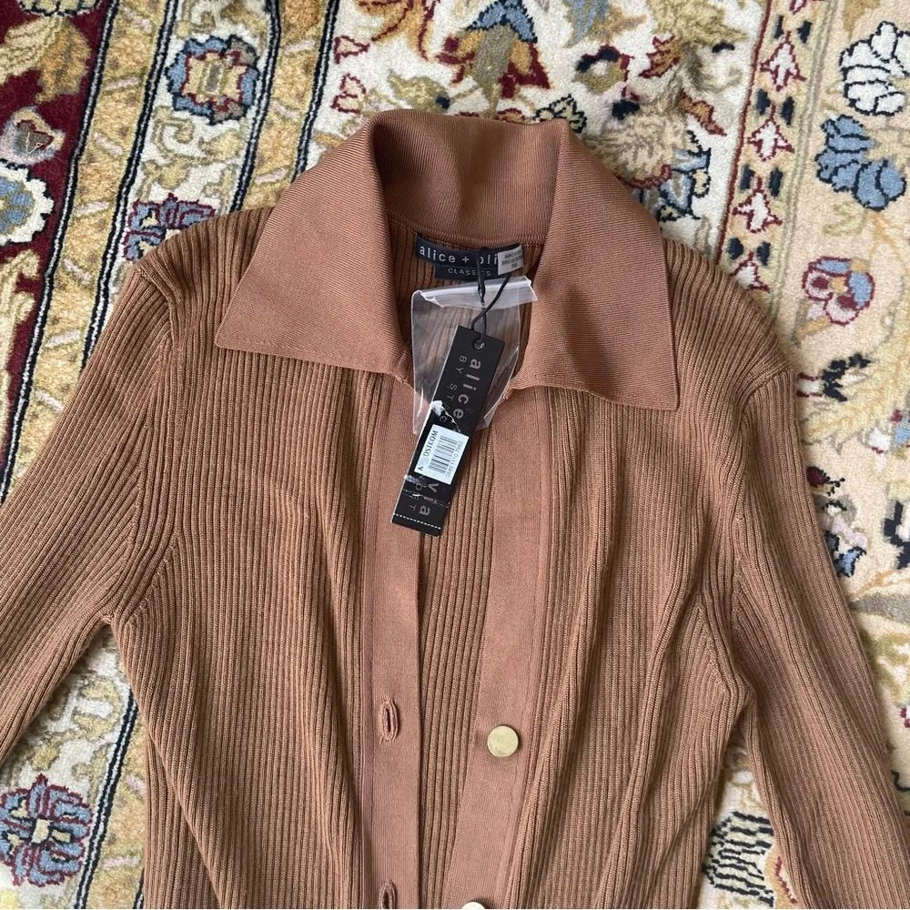 Alice and Olivia Button Up Rib Knit Dress NWT - Picture 9 of 11